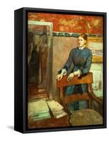 Helene Rouart in Her Father's Study, 1886-Edgar Degas-Framed Stretched Canvas