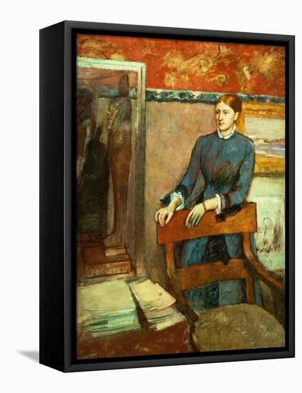 Helene Rouart in Her Father's Study, 1886-Edgar Degas-Framed Stretched Canvas