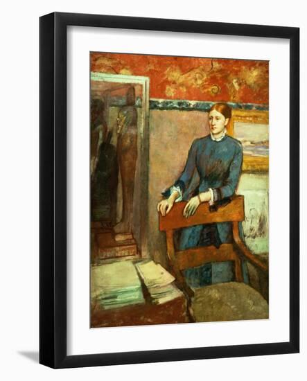 Helene Rouart in Her Father's Study, 1886-Edgar Degas-Framed Giclee Print