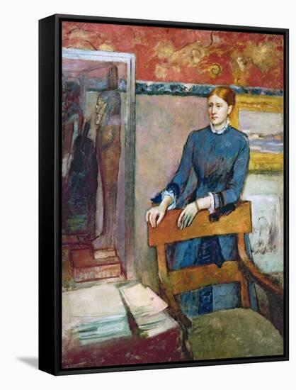 Helene Rouart in Her Father's Study, c.1886-Edgar Degas-Framed Stretched Canvas