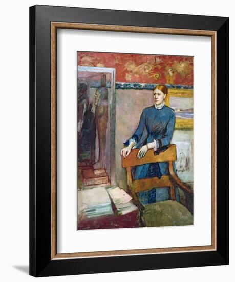 Helene Rouart in Her Father's Study, c.1886-Edgar Degas-Framed Giclee Print