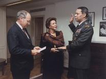 Defense Secretary Dick Cheney Administering Oath of Office to Colin Powell-Helene Stikkel-Premium Photographic Print