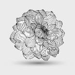 Hand-Drawing Floral Background with Flower Dahlia-Helga Pataki-Art Print