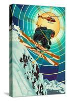 Heli-skiing-Lantern Press-Stretched Canvas