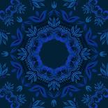 Abstract Blue Floral Background with round Vector Pattern-heliburcka-Framed Art Print