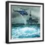 Helicopter Approaches an Oil Rig-Angus Mcbride-Framed Premium Giclee Print