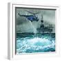 Helicopter Approaches an Oil Rig-Angus Mcbride-Framed Premium Giclee Print