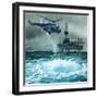 Helicopter Approaches an Oil Rig-Angus Mcbride-Framed Giclee Print