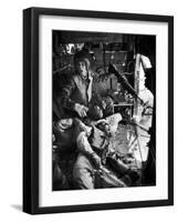 Helicopter Crew Chief James C. Farley Shouting to Crew as Wounded Comrades Lay Dying at His Feet-Larry Burrows-Framed Photographic Print