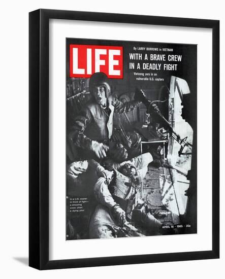 Helicopter Crew Chief James Farley Shouts to Crew as Pilot Lt Magel Dies Beside Him, April 16, 1965-Larry Burrows-Framed Photographic Print