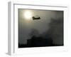 Helicopter Flies Above the Building Where a Plane Crashed in Tehran, Iran-null-Framed Photographic Print