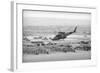 Helicopter Flying over Land Site-null-Framed Photographic Print