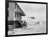 Helicopter Flying over Storm Ridden Area-null-Framed Photographic Print