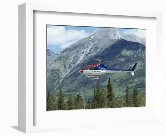 Helicopter in the Rocky Mountains, British Columbia, Canada, North America-Robert Harding-Framed Photographic Print