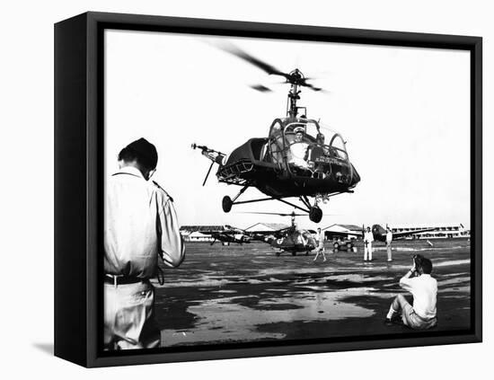 Helicopter Landing at Tan Son Nhut Air Base, Saigon, Vietnam, 1953-null-Framed Stretched Canvas