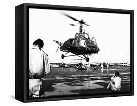 Helicopter Landing at Tan Son Nhut Air Base, Saigon, Vietnam, 1953-null-Framed Stretched Canvas