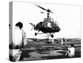 Helicopter Landing at Tan Son Nhut Air Base, Saigon, Vietnam, 1953-null-Stretched Canvas