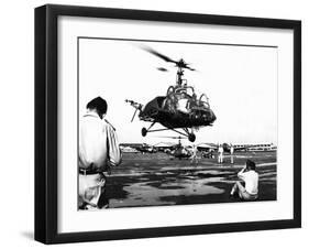 Helicopter Landing at Tan Son Nhut Air Base, Saigon, Vietnam, 1953-null-Framed Giclee Print