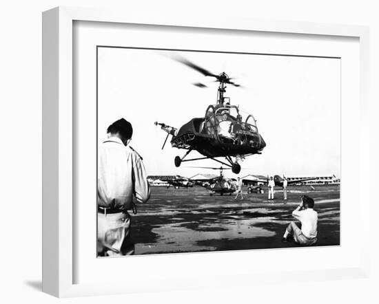 Helicopter Landing at Tan Son Nhut Air Base, Saigon, Vietnam, 1953-null-Framed Giclee Print