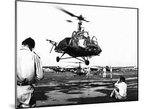 Helicopter Landing at Tan Son Nhut Air Base, Saigon, Vietnam, 1953-null-Mounted Giclee Print