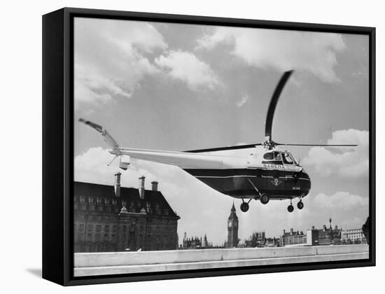Helicopter Landing on Air Strip-null-Framed Stretched Canvas