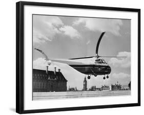 Helicopter Landing on Air Strip-null-Framed Photographic Print
