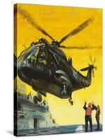 Helicopter Landing on Aircraft Carrier-English School-Stretched Canvas