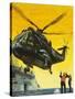 Helicopter Landing on Aircraft Carrier-English School-Stretched Canvas