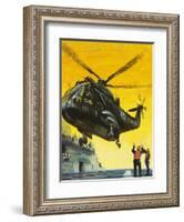 Helicopter Landing on Aircraft Carrier-English School-Framed Giclee Print