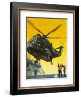 Helicopter Landing on Aircraft Carrier-English School-Framed Giclee Print