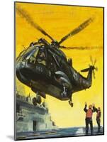Helicopter Landing on Aircraft Carrier-English School-Mounted Giclee Print