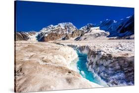 Helicopter landing on West Fork Glacier in Alaska, United States of America, North America-Laura Grier-Stretched Canvas