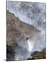 Helicopter Makes a Water Drop as Firefighters Battle a Wildfire in the San Gabriel Mountains-null-Mounted Photographic Print