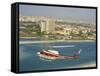 Helicopter over Abu Dhabi, U.A.E., Middle East-Ryan Peter-Framed Stretched Canvas