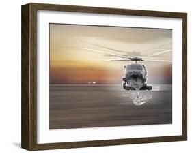 Helicopter over Water-Whoartnow-Framed Giclee Print