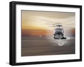 Helicopter over Water-Whoartnow-Framed Giclee Print