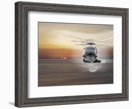 Helicopter over Water-Whoartnow-Framed Giclee Print