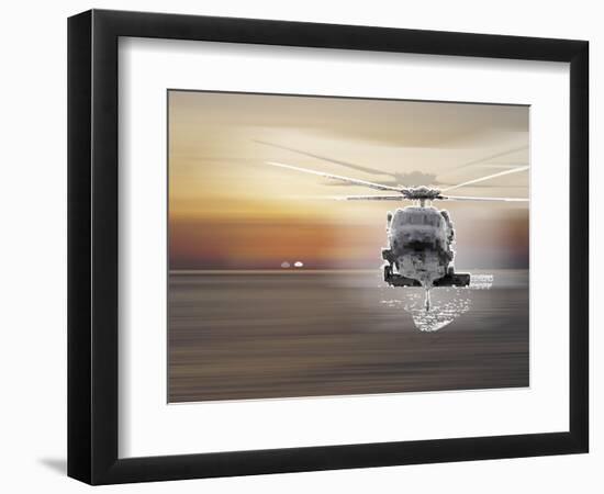 Helicopter over Water-Whoartnow-Framed Giclee Print