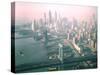 Helicopter Views of New York City's Manhattan and Brooklyn Bridges-Dmitri Kessel-Stretched Canvas