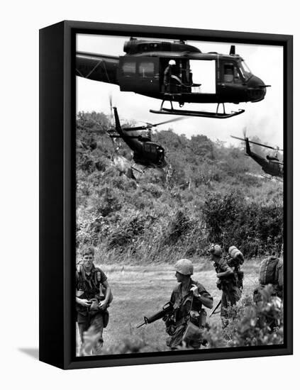 Helicopters Drop Troops-Associated Press-Framed Stretched Canvas