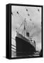 Helicopters Fly over the Queen Mary-null-Framed Stretched Canvas