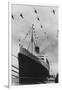 Helicopters Fly over the Queen Mary-null-Framed Photographic Print