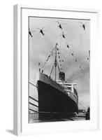 Helicopters Fly over the Queen Mary-null-Framed Photographic Print