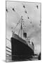 Helicopters Fly over the Queen Mary-null-Mounted Photographic Print