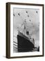 Helicopters Fly over the Queen Mary-null-Framed Photographic Print