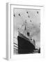 Helicopters Fly over the Queen Mary-null-Framed Photographic Print