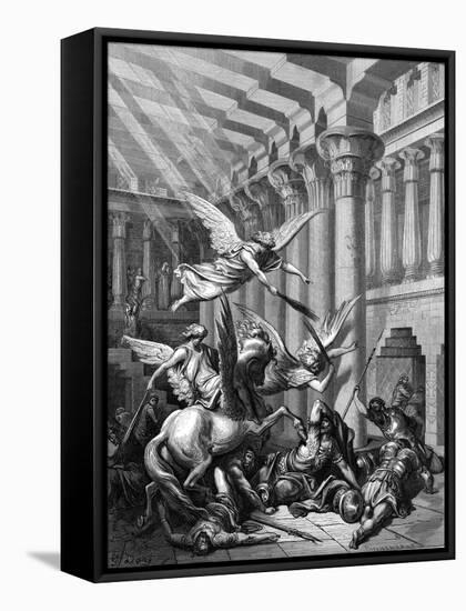 Heliodorus Attempting to Take Treasure from the Temple at Jerusalem, 1865-1866-Gustave Doré-Framed Stretched Canvas