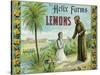 Helix Farms Lemon Label - San Diego, CA-Lantern Press-Stretched Canvas