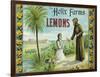Helix Farms Lemon Label - San Diego, CA-Lantern Press-Framed Art Print