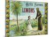 Helix Farms Lemon Label - San Diego, CA-Lantern Press-Mounted Art Print